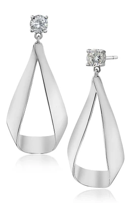Round Twist Cubic Zirconia Drop Earrings