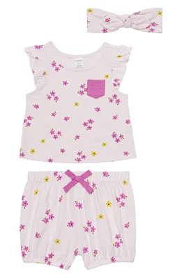 3-Piece Flutter Sleeve Top, Shorts & Headband Set