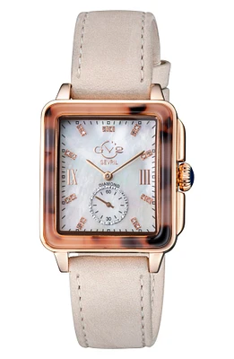 Bari Tortoise Swiss Quartz Diamond Leather Strap Watch, 30mm x 34mm - 0.0044ct.