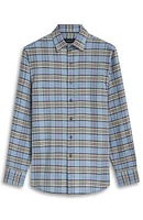 Karl Shaped Fit Plaid Cotton & Cashmere Button-Up Shirt