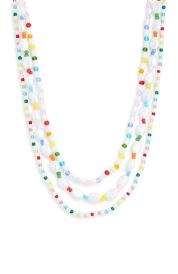 Set of 3 Faux Pearl Beaded Necklace