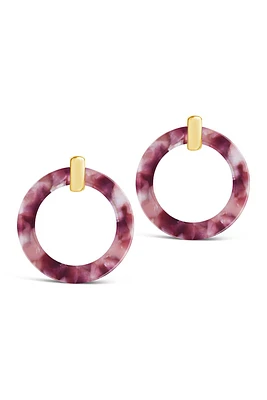 Raspberry Resin Circle Drop Earrings