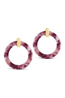 Raspberry Resin Circle Drop Earrings