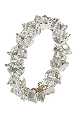 Sterling Silver CZ Floral Eternity Band