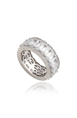 Sterling Silver Emerald Cut CZ Eternity Band Ring