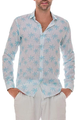 Cross Palm Linen Button-Up Shirt