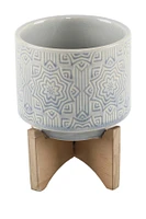 4.37" Star Ceramic on Stand - Glass Blue