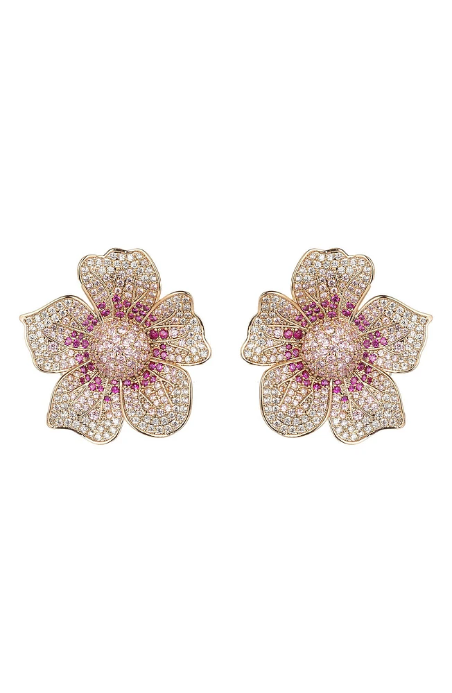 CZ Flower Statement Earrings