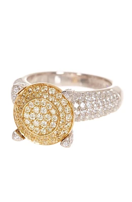 Sterling Silver & 14K Gold Plated Pave CZ Ring