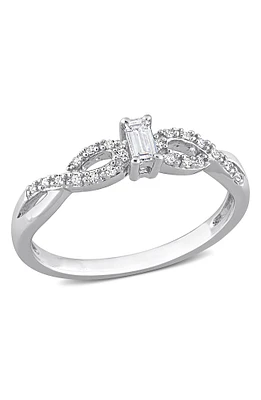 Sterling Silver Created White Sapphire & Diamond Ring