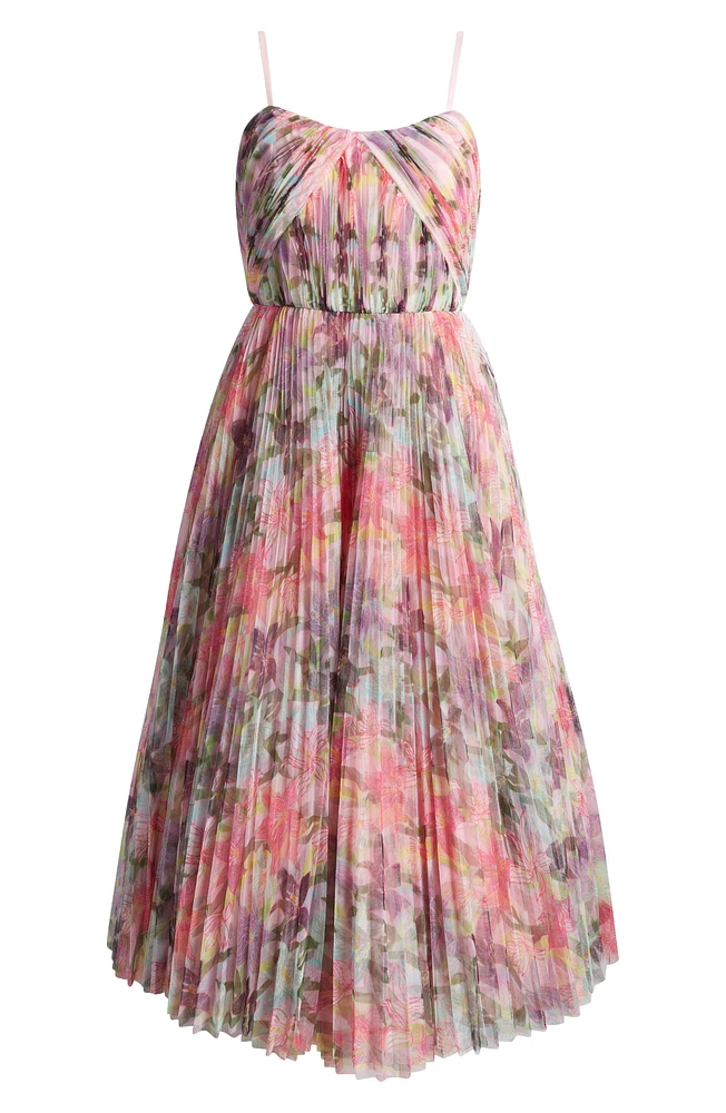 Vita Floral Pleated Tulle A-Line Gown