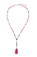 Pink Tassel Lariat Necklace
