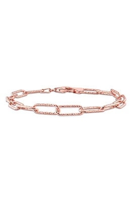 18K Rose Gold Plated Sterling Silver Paperclip Chain Bracelet