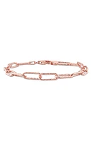 18K Rose Gold Plated Sterling Silver Paperclip Chain Bracelet