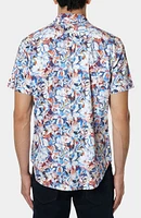 Floral Print Cotton Short Sleeve Button-Up Shirt