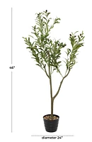 Green Faux Foliage Olive Artificial Tree with Black Melamine Pot