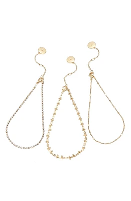 Set of 3 Goldtone Crystal Chain Anklets