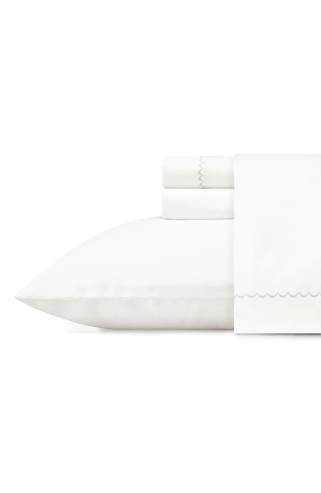 Simple Scallop Hemmed 300 Thread Count Cotton Sateen Sheet Set