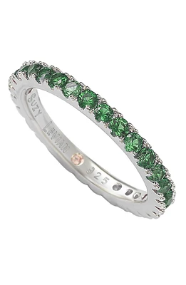 Sterling Silver Green CZ Eternity Band Ring