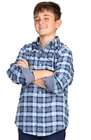 Kids' Plaid Luxe Mélange Button-Up Shirt