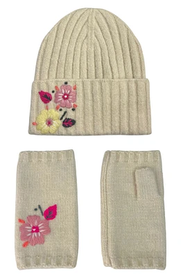 Floral Beanie & Arm Warmers Set