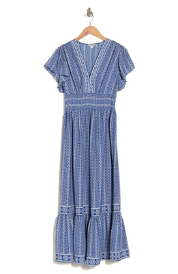 Flutter Sleeve Floral Tiered Maxi Dress