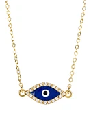 14K Yellow Gold Plated Pave CZ Evil Eye Pendant Necklace