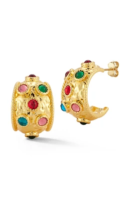 18K Gold Plated Cubic Zirconia Hoop Earrings