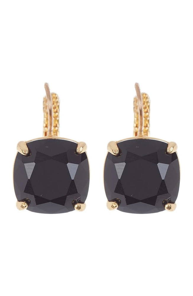 cushion cut black cubic zirconia drop earrings