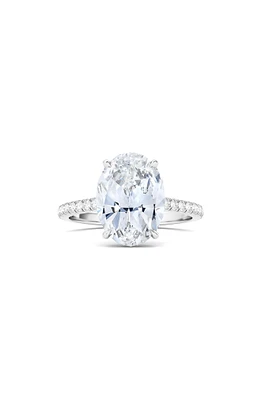 18K White Gold Oval Cut & Pavé Lab Created Diamond Ring - 2.50 ctw