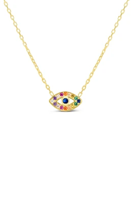 Rainbow Cubic Zirconia Evil Eye Pendant Necklace