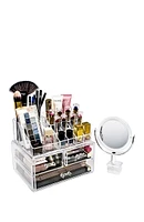 Makeup Storage Organizer with Magnifying Mirror