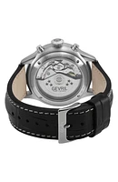 Vaughn Automatic Chronograph Leather Strap Watch, 44mm
