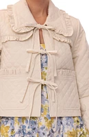 Quilted Cotton Tie Front Jacket