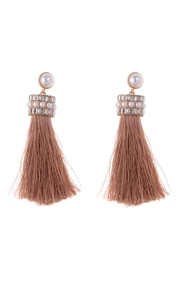 Imitation Pearl Tassel Drop Earrings