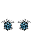 Sterling Silver London Blue Topaz Turtle Stud Earrings