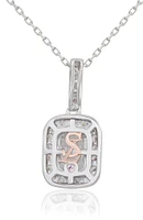Sterling Silver Emerald Cut Cubic Zirconia Pendant Necklace
