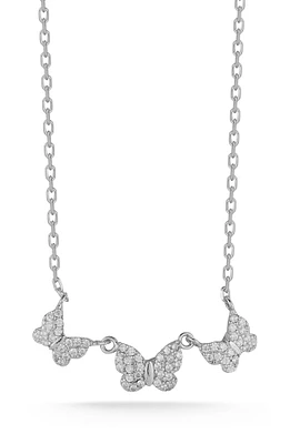 Sterling Silver Pave CZ Butterfly Necklace