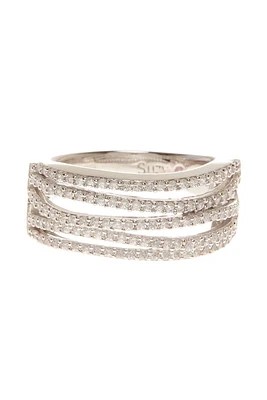 Sterling Silver Cubic Zirconia Gladiator Ring