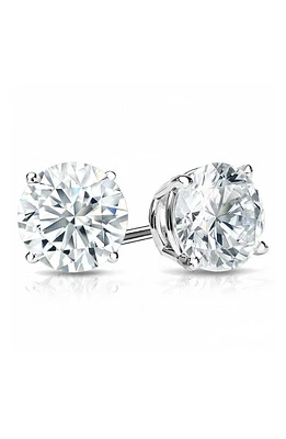 Sterling Silver Round-Cut White CZ Stud Earrings