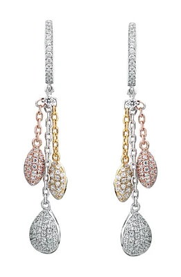 Tri-Tone CZ Dangle Earrings