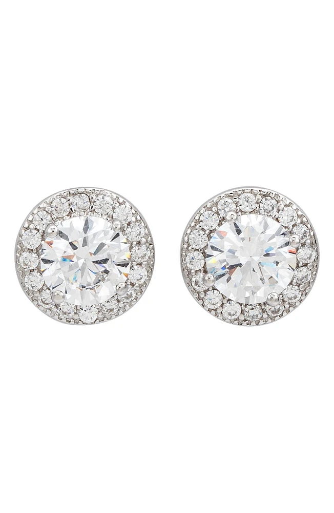 Halo Cubic Zirconia Stud Earrings
