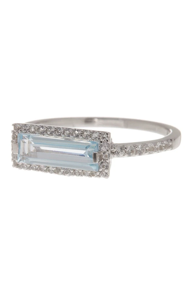 Sterling Silver Blue Topaz & Sky White Sapphire Ring