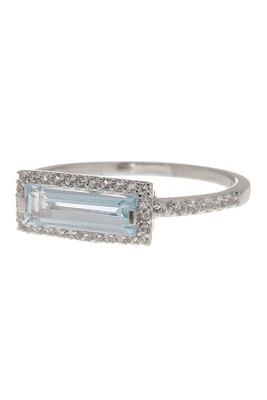 Sterling Silver Blue Topaz & Sky White Sapphire Ring