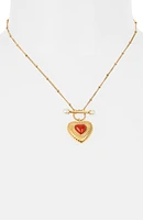 Heart Bar Faux Pearl Toggle Necklace