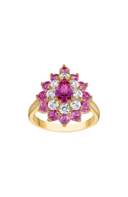 Created Pink Sapphire & Created White Sapphire Double Halo Ring