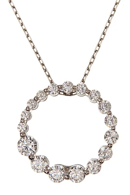 Sterling Silver White CZ Journey Pendant Necklace