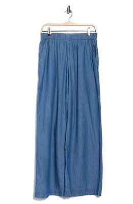 Cotton Chambray Wide Leg Pants