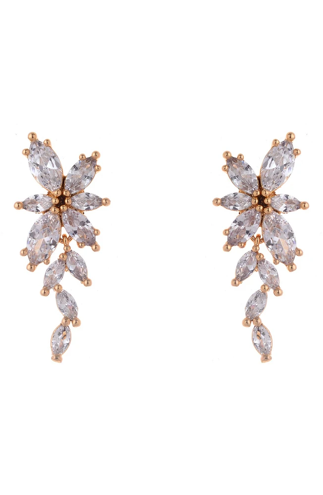 Cubic Zirconia Flower Linear Earrings