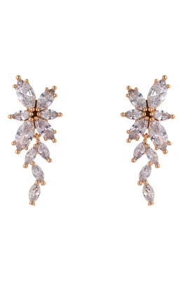 Cubic Zirconia Flower Linear Earrings